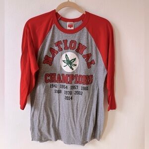 Gray and Red National Champions Raglan Shirt